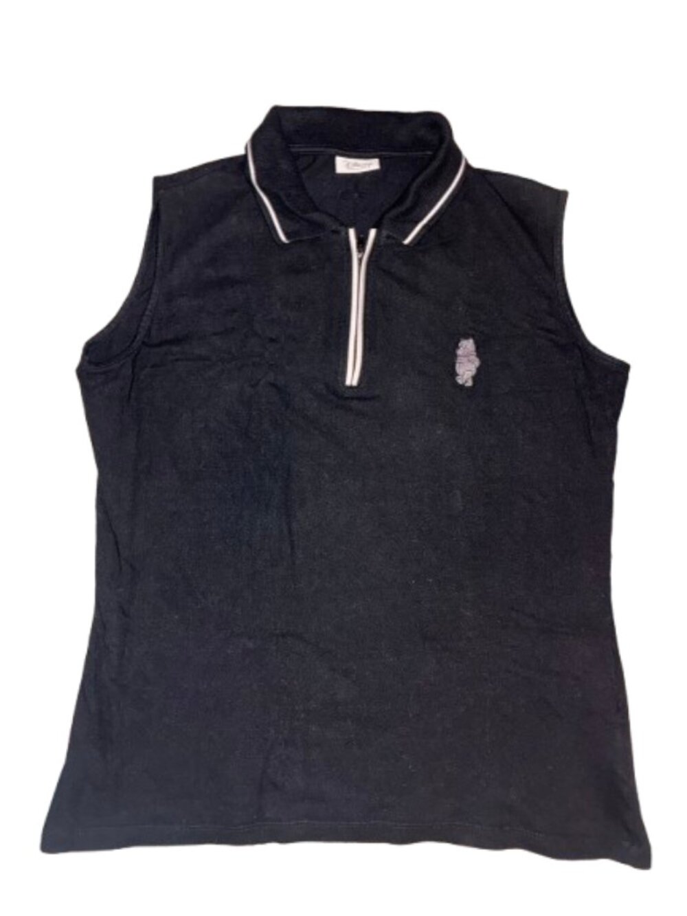 Disney Signature Black Women's sleeveless polo top collared size Large